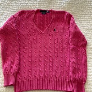 🌷🌷🌷 pink cotton v neck sweater . Good used condition. Can wear year round:)